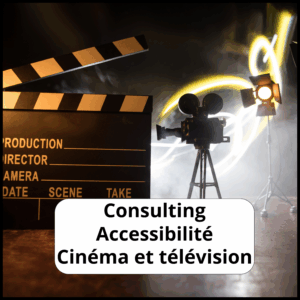 Image avec un clap, une caméra et un projecteur. Dessus est indiqué 